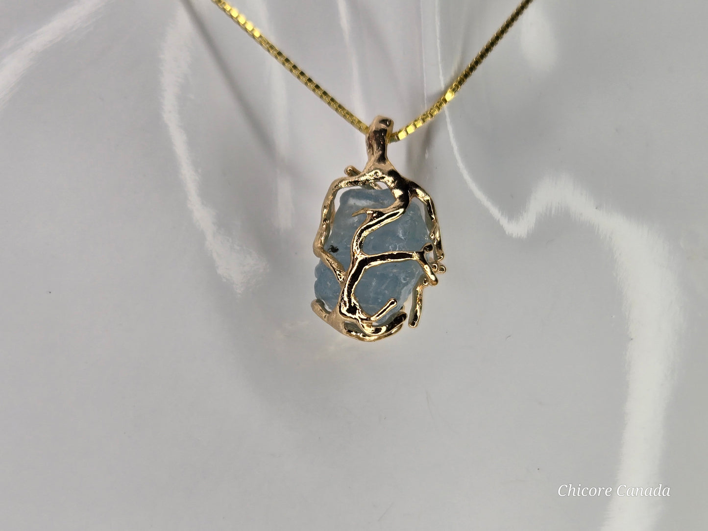 Aquamarine Pendant Necklace in 925 Sterling Silver. Elegant, Adjustable & Timeless