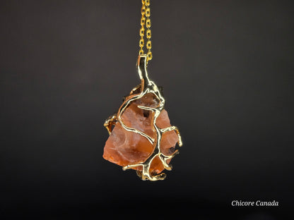 Raw Carnelian Talisman Necklace - 925 Sterling Silver - Sacred Fire