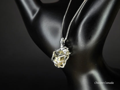 Elegant & Powerful Protection Stone - Handmade Natural Raw Pyrite Pendant with 925 Sterling Silver Adjustable Necklace