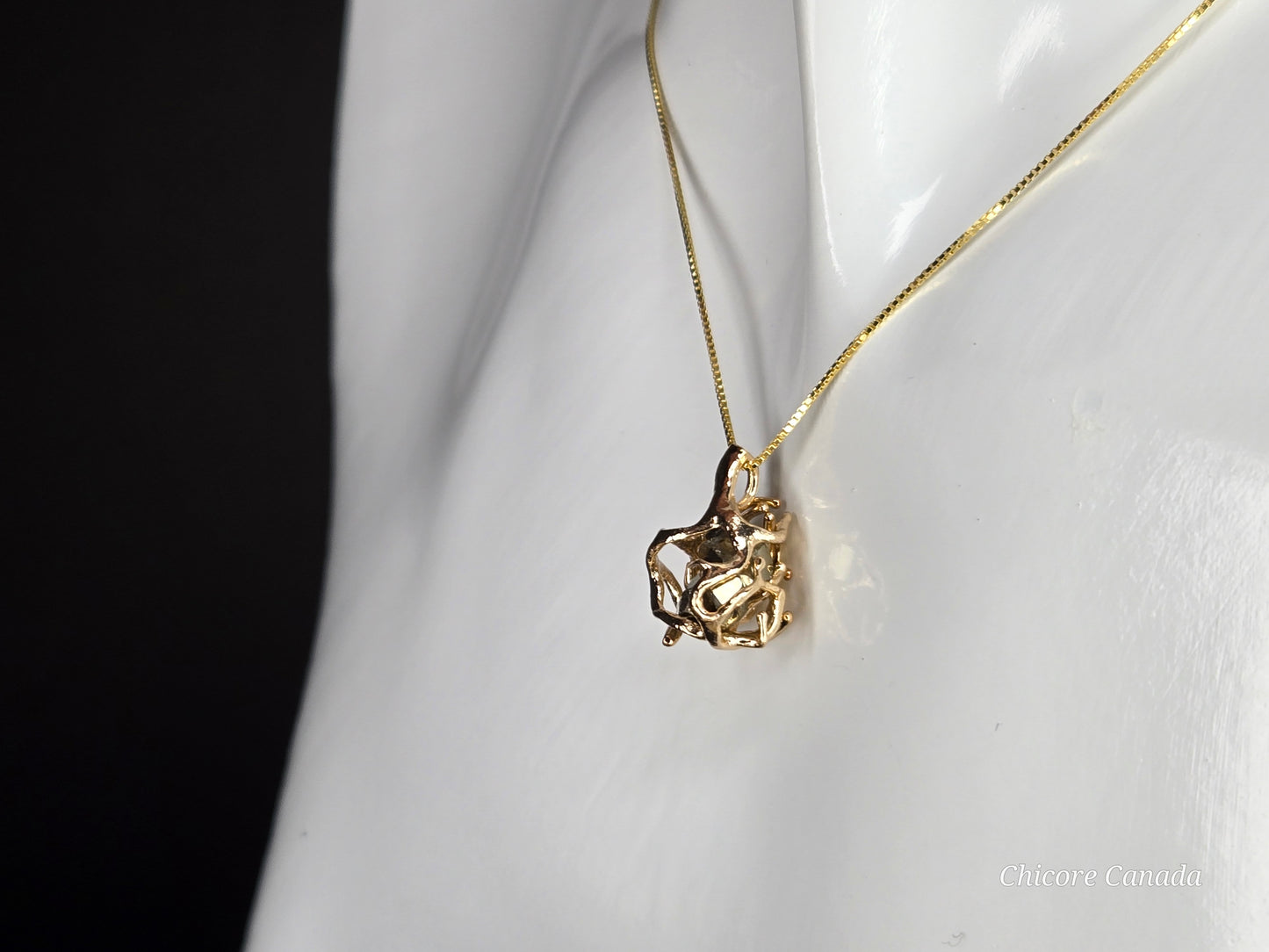 Golden Elegance – Handmade Raw Pyrite Pendant with Sterling Silver Chain