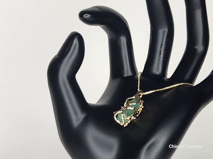 Pendentif en jade naturel fait main élégant avec collier réglable – Sophistication intemporelle