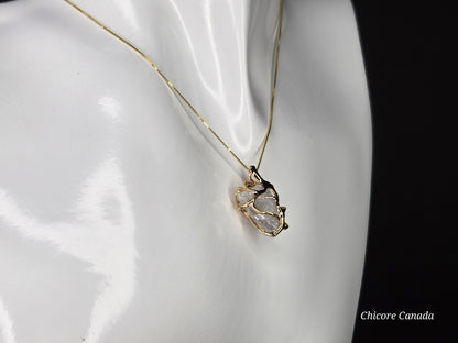 Raw Celestite Pendant with 925 Sterling Silver Adjustable Necklace