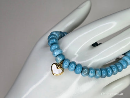 Serene Style –AAA Larimar Bracelet with Heart Charm