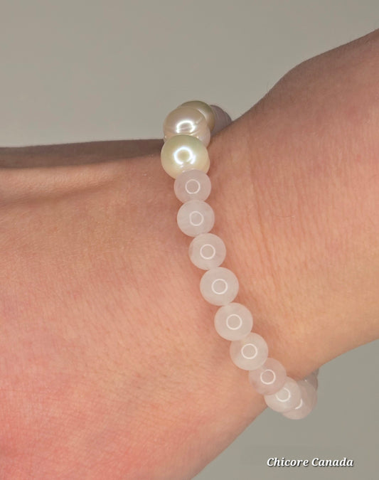 Carry Love and Purity – Rose Quartz and Pearl Bracelet