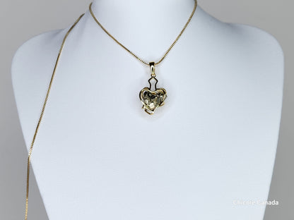 Pendentif en forme de cœur en pyrite brute fait main en argent sterling 925 – Design unique et élégant