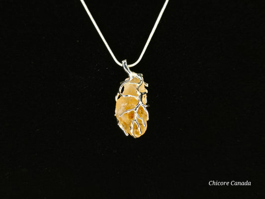Luminous Grace: Handcrafted Natural Brazilina Citrine Necklace"