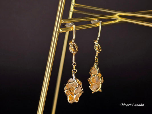 Elegant Sunshine: Handmade Natural Citrine Earrings