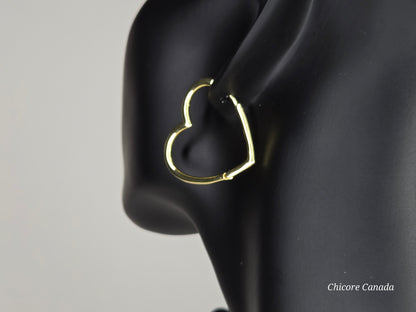 Sterling Silver Heart-Shaped Hoop Earrings – Elegant & Timeless