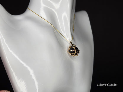 Handcrafted Black Obsidian Power Pendant – 925 Sterling Silver Adjustable Necklace