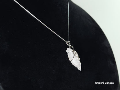 Pendentif en quartz rose en argent sterling 925 Eternal Love avec collier réglable