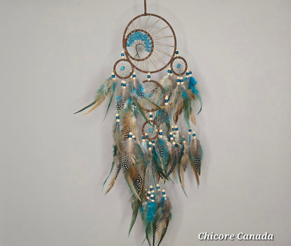 Boho Charm for Peaceful Nights - Handmade Dreamcatcher with Turquoise Stones
