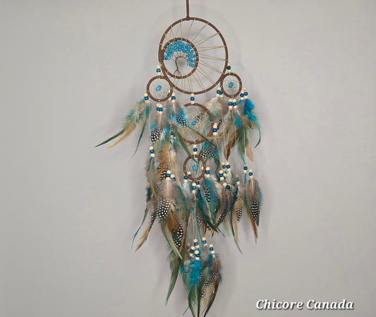 Boho Charm for Peaceful Nights - Handmade Dreamcatcher with Turquoise Stones