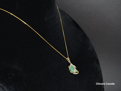 Collier pendentif en jade naturel exquis fait à la main avec longueur réglable