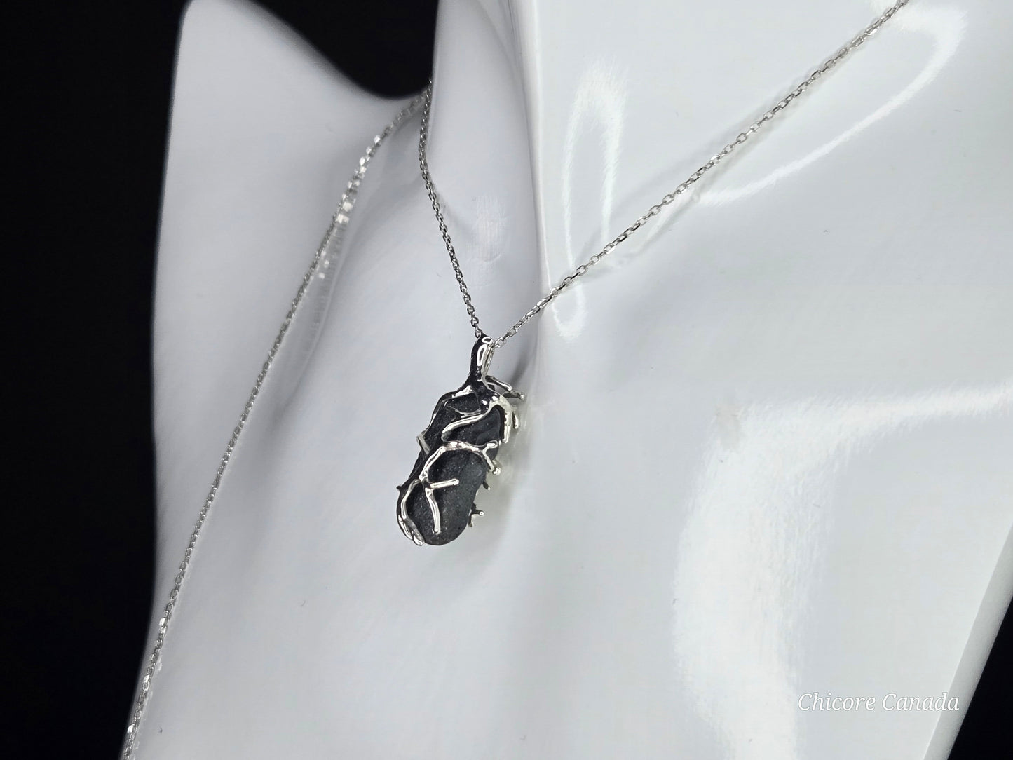 Raw Natural Hematite Stone Handmade Pendant with Adjustable 925 Sterling Silver Necklace