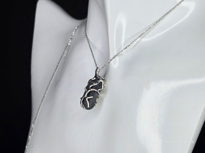 Raw Natural Hematite Stone Handmade Pendant with Adjustable 925 Sterling Silver Necklace