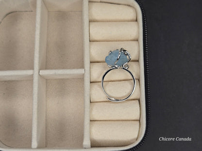 Timeless 925 Sterling Silver Adjustable Aquamarine Ring