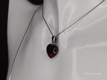 Eternal Glow: Handcrafted Heart-Shaped Carnelian Pendant with Adjustable Necklace