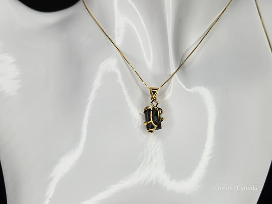 Elegant Protection – Handmade Black Tourmaline Pendant with 925 Sterling Silver Necklace