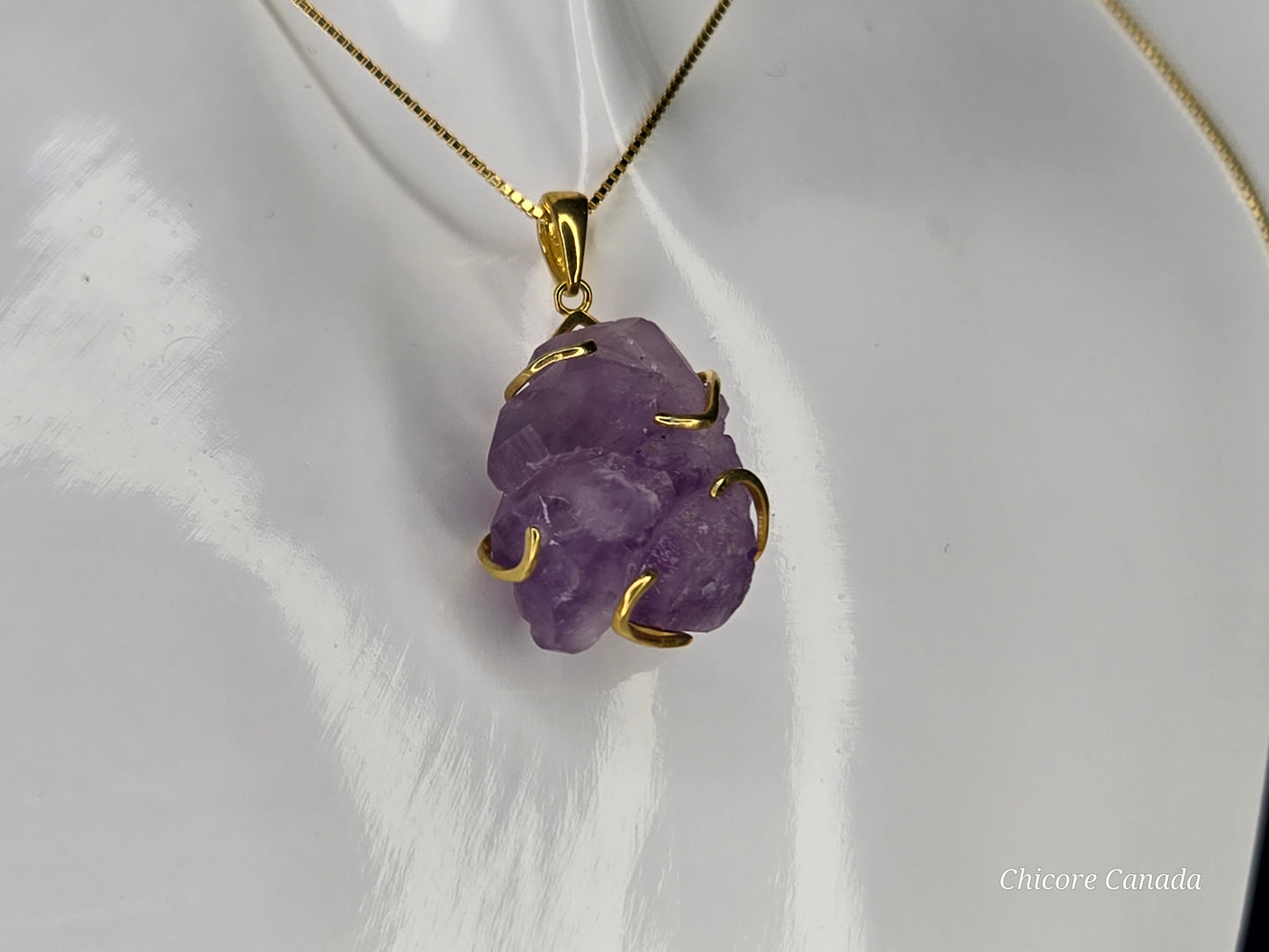Artfully Crafted Raw Amethyst Pendant Necklace with Adjustable Grace