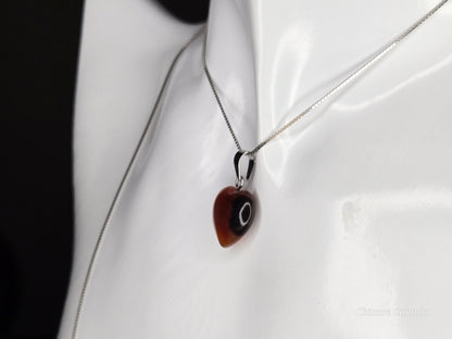 Eternal Glow: Handcrafted Heart-Shaped Carnelian Pendant with Adjustable Necklace