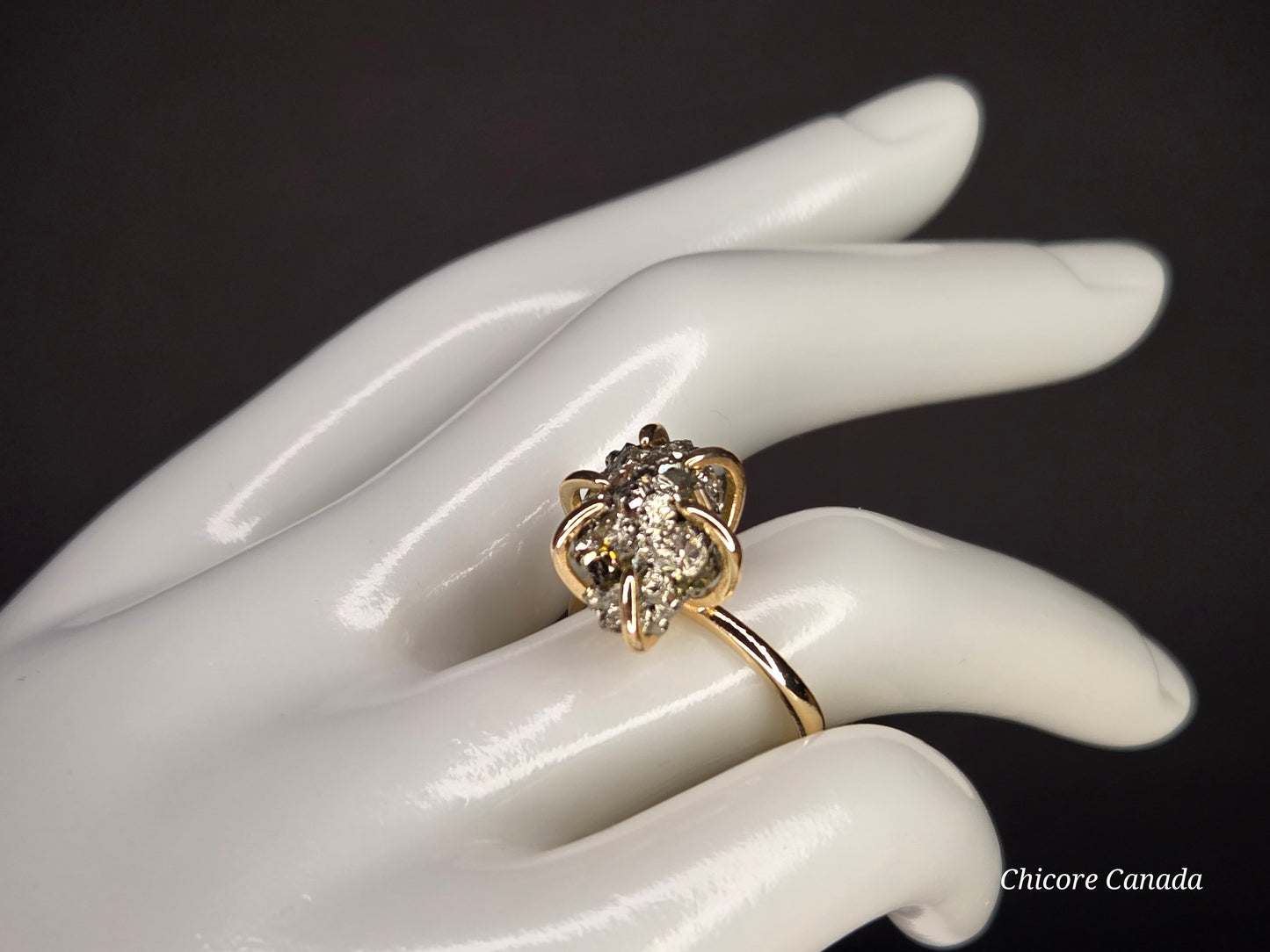 Adjustable Raw Pyrite Ring