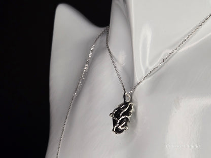 Handcrafted Black Obsidian Power Pendant – 925 Sterling Silver Adjustable Necklace