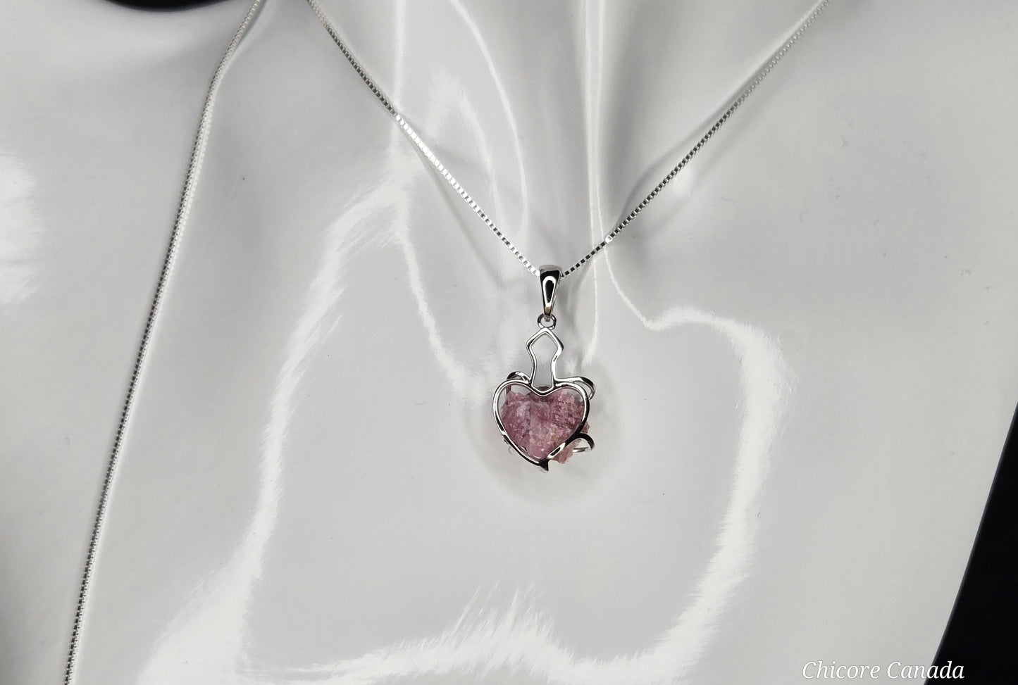 Eternal Love: Handmade 925 Sterling Silver Pink Tourmaline Heart Pendant with Adjustable Necklace