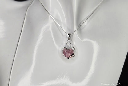 Eternal Love: Handmade 925 Sterling Silver Pink Tourmaline Heart Pendant with Adjustable Necklace