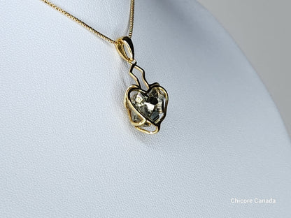 Pendentif en forme de cœur en pyrite brute fait main en argent sterling 925 – Design unique et élégant