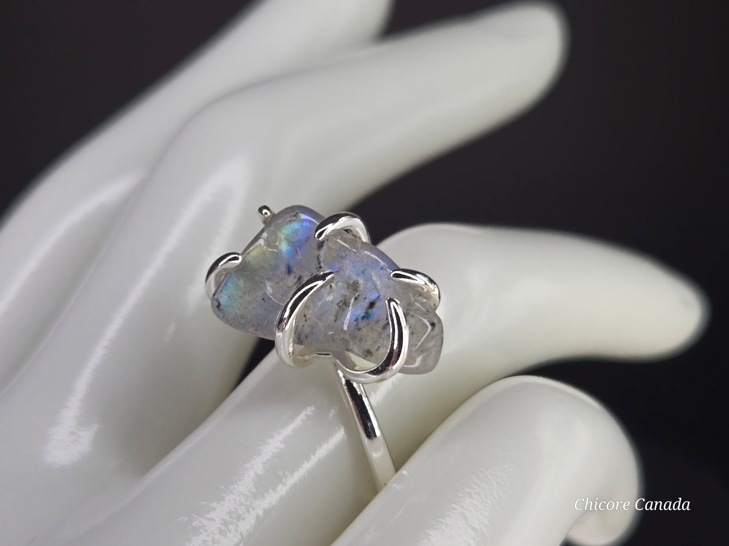 Adjustable Moonstone Ring – Silver Tone