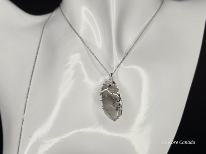 AA Grade Raw Herkimer Diamond Pendant – Handmade Natural Crystal Necklace with Adjustable 925 Sterling Silver