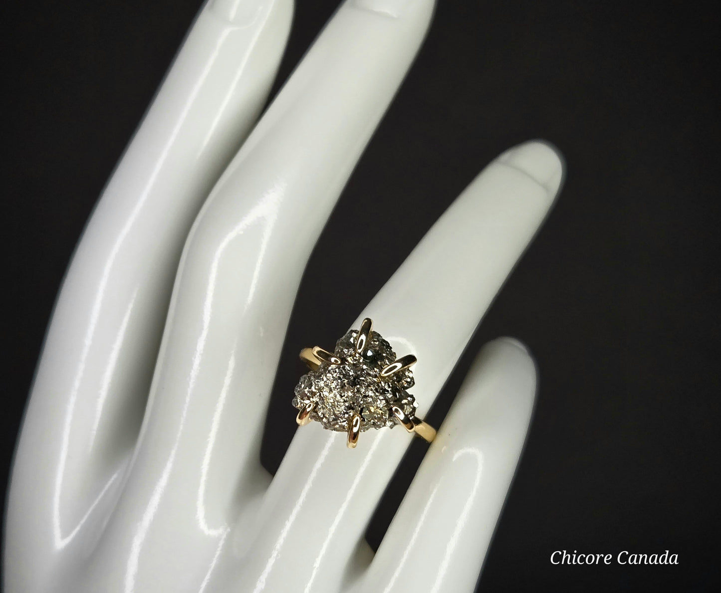 Adjustable Handmade Raw Pyrite Ring