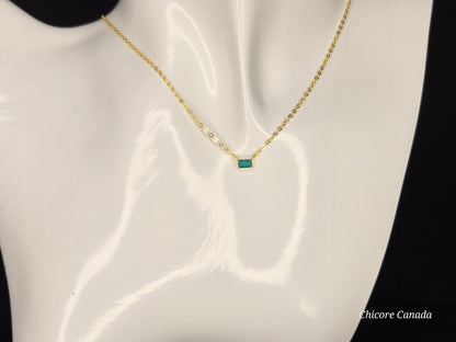 Dainty Paraiba Tourmaline Pendant with 925 Sterling Silver Adjustable Necklace