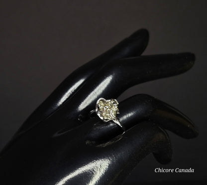 925 Sterling Silver Adjustable Raw Pyrite Ring