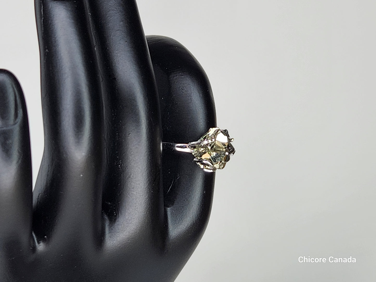 Bague ajustable en argent sterling 925 avec pyrite, délicate et élégante – Sophistication intemporelle