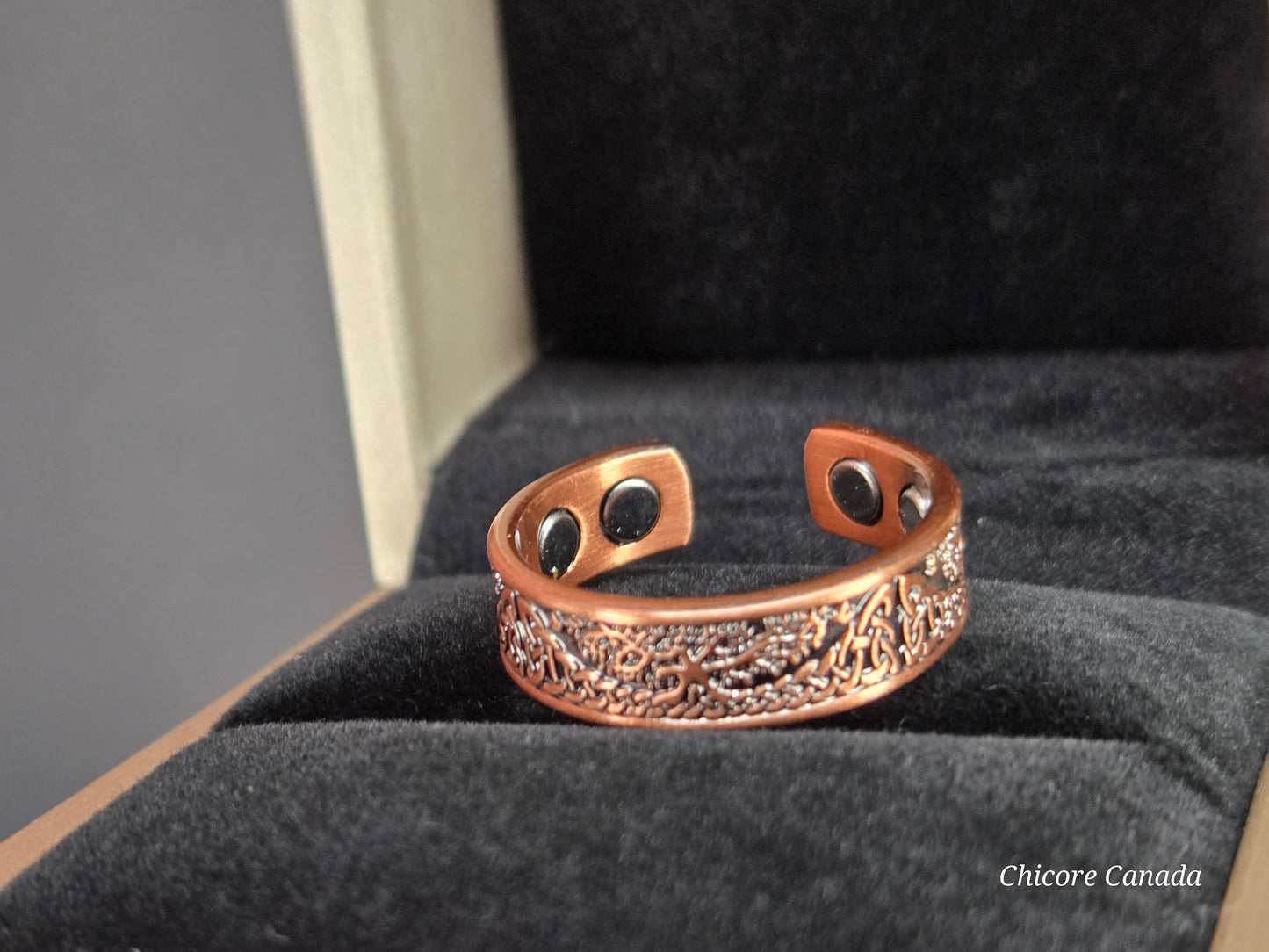 Copper Tree of Life Magnetic Adjustable Ring – Luxury Healing Jewelry with 4 Magnets