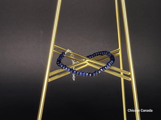 Magnifique bracelet délicat en saphir bleu fait main - Design élégant et intemporel
