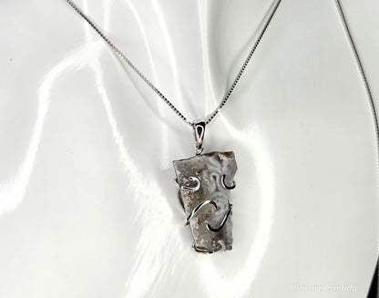 Sparkling Agate Geode Pendant & 925 Sterling Silver Adjustable Necklace