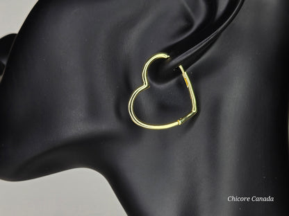 Sterling Silver Heart-Shaped Hoop Earrings – Elegant & Timeless