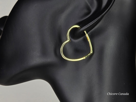 Sterling Silver Heart-Shaped Hoop Earrings – Elegant & Timeless