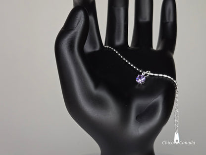 Bracelet ajustable élégant en argent sterling 925 avec breloque délicate en zircone cubique