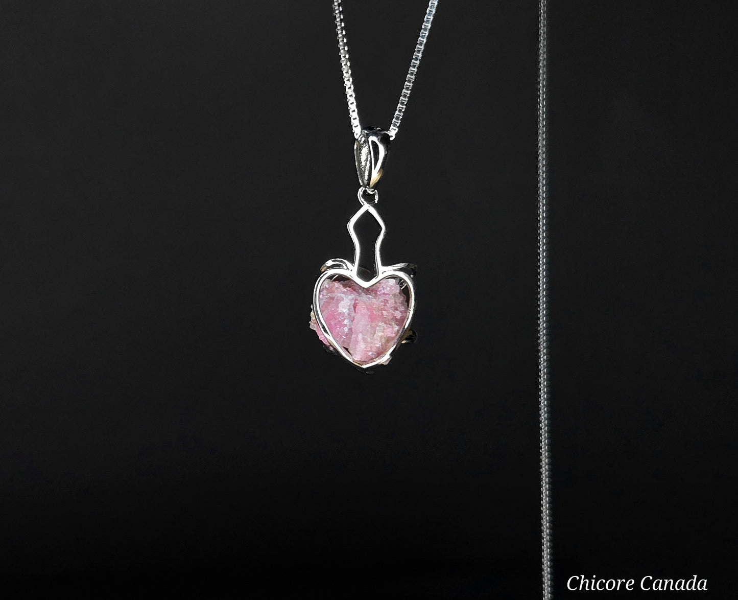 Eternal Love: Handmade 925 Sterling Silver Pink Tourmaline Heart Pendant with Adjustable Necklace