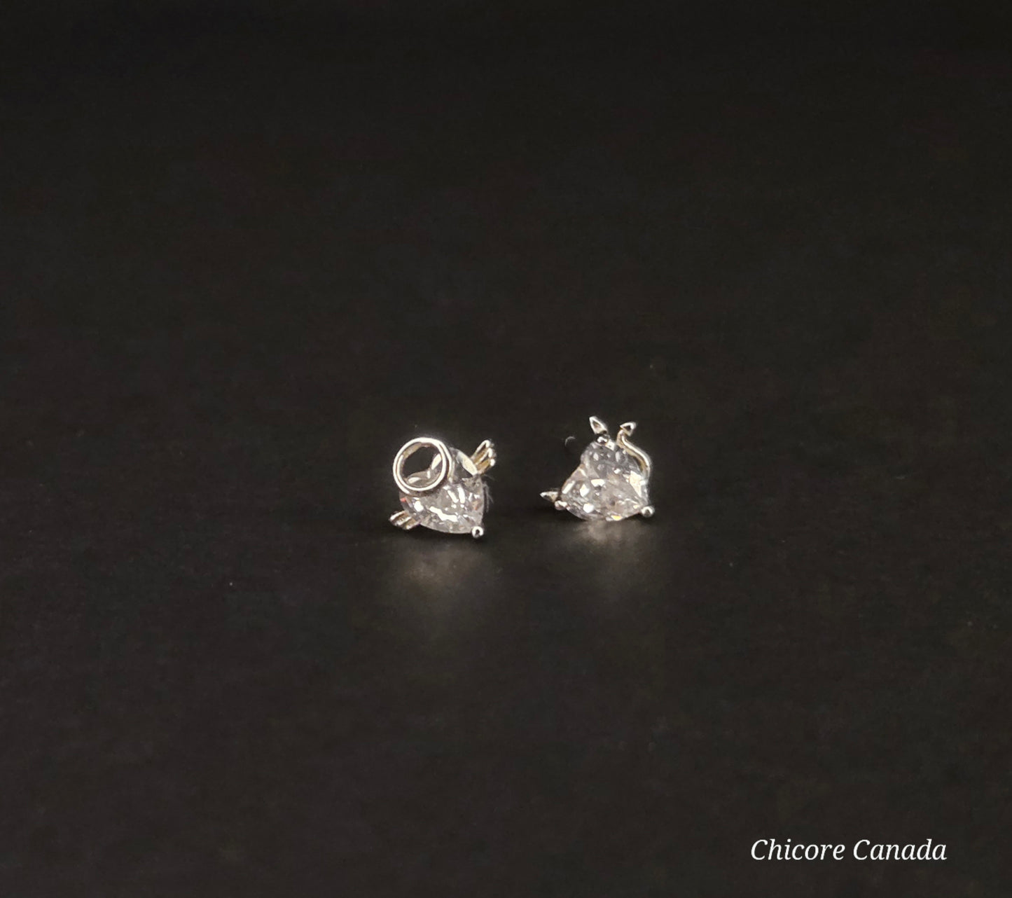 Asymmetric Evil & Angel Stud Earrings in 925 Sterling Silver – Bold Luxury Redefined