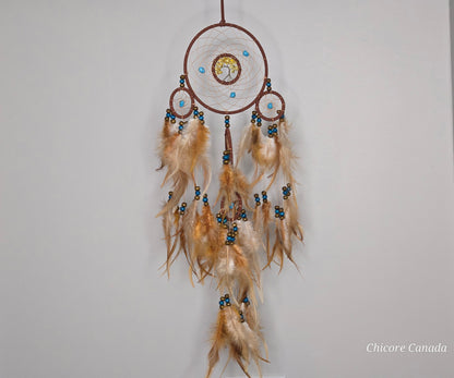 Boho Harmony - Handmade Dreamcatcher with Turquoise Accents & Citrine Tree of Life