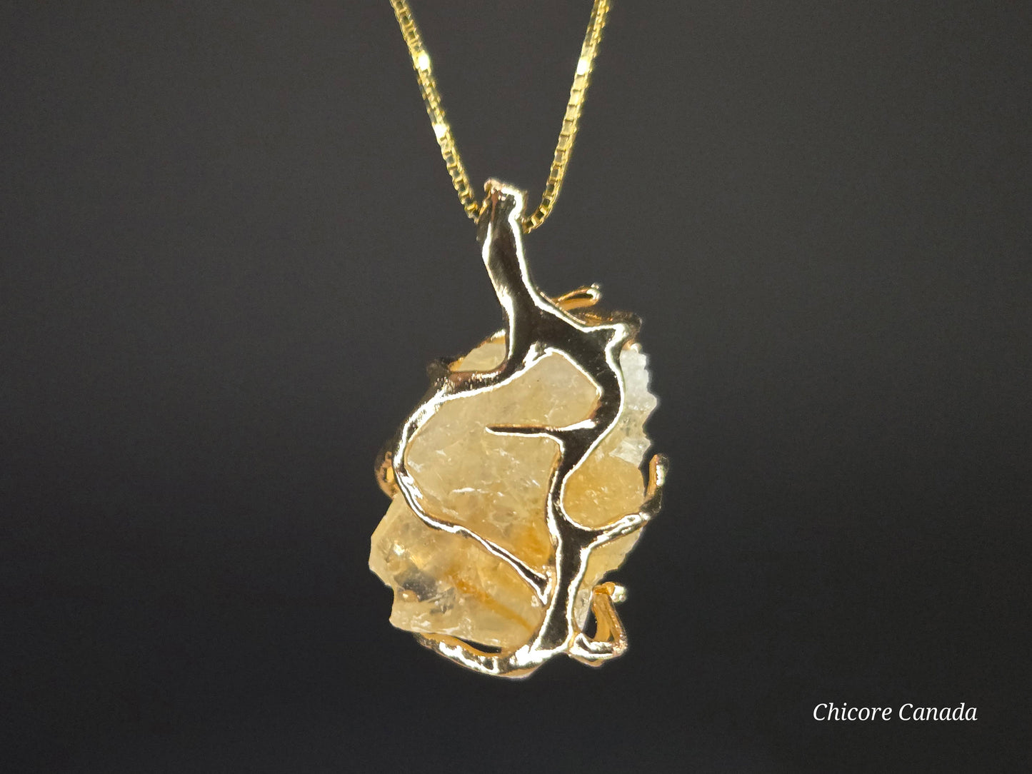 Collier pendentif élégant en citrine brésilienne fait main