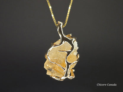 Collier pendentif élégant en citrine brésilienne fait main