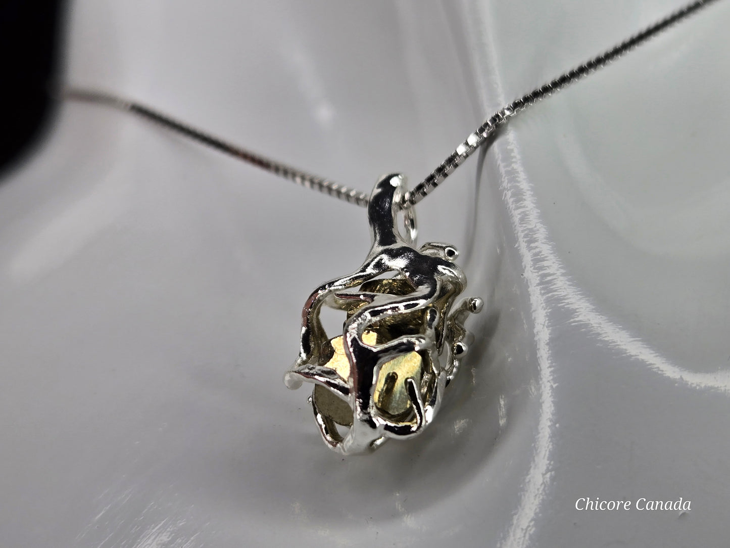 Elegant & Powerful Protection Stone - Handmade Natural Raw Pyrite Pendant with 925 Sterling Silver Adjustable Necklace
