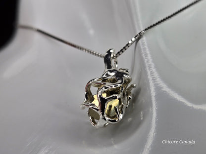 Elegant & Powerful Protection Stone - Handmade Natural Raw Pyrite Pendant with 925 Sterling Silver Adjustable Necklace