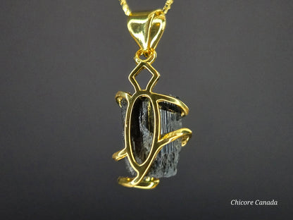 Elegant Protection – Handmade Black Tourmaline Pendant with 925 Sterling Silver Necklace