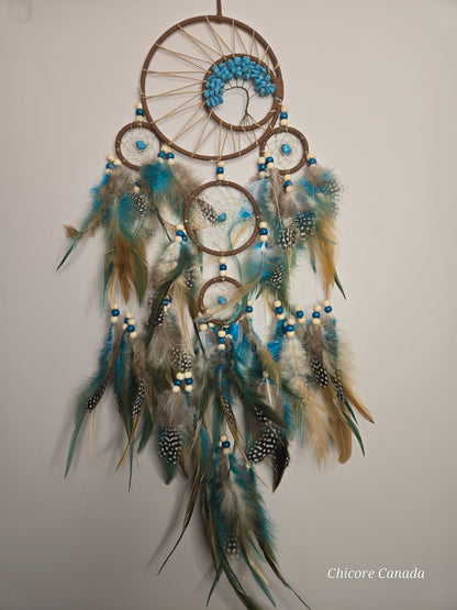 Boho Charm for Peaceful Nights - Handmade Dreamcatcher with Turquoise Stones